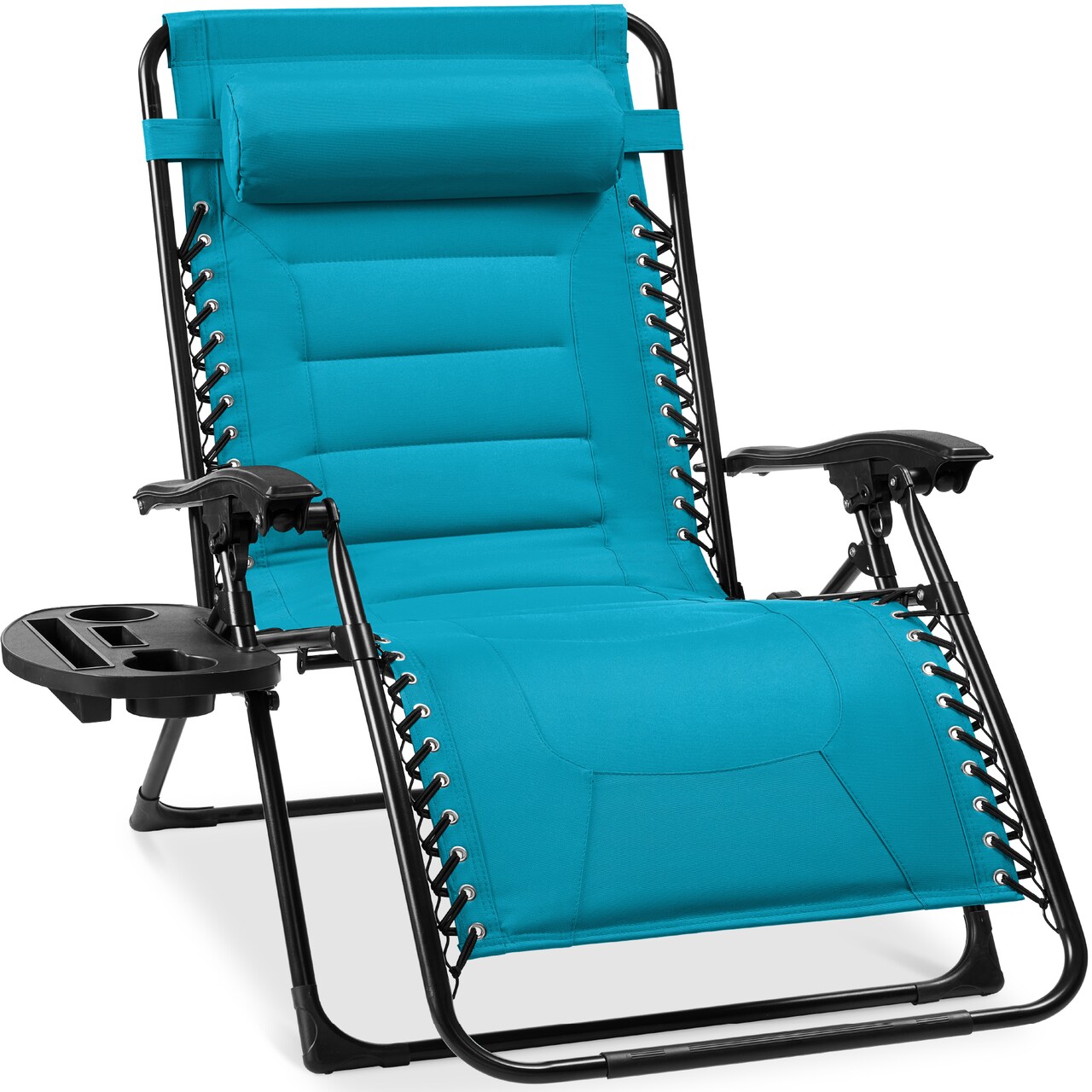 Best Choice Products Oversized Padded Zero Gravity Chair, Folding Outdoor Patio Recliner w/ Side Tray